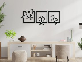 drevko Drevená nálepka Vtáčiky Rozmer obrazu: 26,5 x 65 cm, Farba dekorácie: Čierna