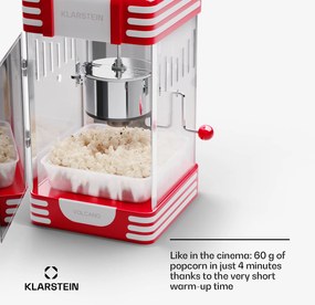 Klarstein Volcano, popkornovač, 300 W, 60 g/4 min, hrniec z nehrdzavejúcej ocele, retro dizajn