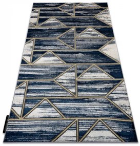 Moderný koberec DE LUXE 462 Geometrický - Štrukturálny tmavomodro / zlatý