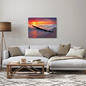 Sklenený obraz - Západ slnka, Baltské more, Poľsko (70x50 cm)