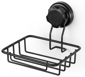 Čierny samodržiaci nástenný držiak na mydlo Compactor Bestlock Black Soap & Sponge Holder