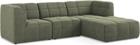 Zelená rohová pohovka z textílie buklé (pravý roh/s leňoškou) Aloha – Makamii