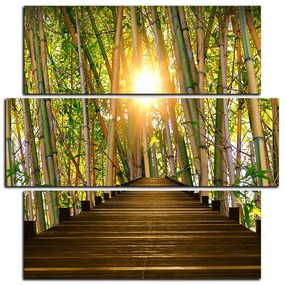 Obraz na plátne - Drevená promenáda v bambusovom lese - štvorec 3172D (75x75 cm)