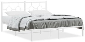 Kovový rám postele s čelom biely 150x200 cm 376277