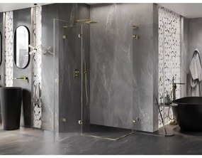 Mexen Lunar, L Duo výklopný sprchový kút 85 x 80 cm, 8mm číre sklo, zlatý profil, 834L-085L-080P-50-00