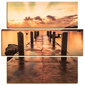 Obraz na plátne - Krásny západ slnka nad jazerom  - štvorec 3164FD (75x75 cm)