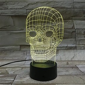 3Dmix 3DL-BTB031 – 3D LED nočná lampa - Lebka (Bluetooth reproduktor - farba biela)