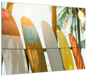 Sklenený obraz - Surfovacie dosky (70x50 cm)