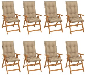 Sklápacie záhradné stoličky s podložkami 8 ks tíkový masív 3072559