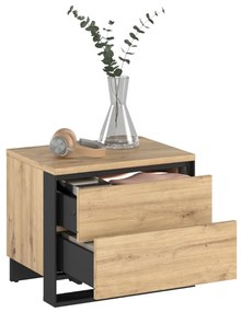 NOČNÝ STOLÍK MAXIMO DUB ARTISAN / ČIERNY + LED