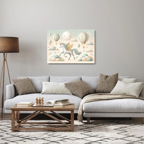 Sklenený obraz - Šťastný jednorožec (70x50 cm)