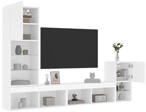 4-dielne TV nástenné skrinky s LED biele kompozitné drevo 3216661