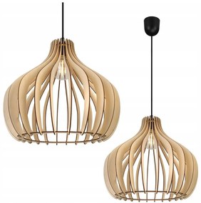 Závesné svietidlo Timber 3, 1x drevené tienidlo, lp