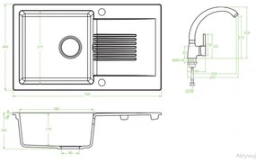 Laveo Ceilia, 1-komorový drez 760x440x185mm + drezová batéria, béžová, LAV-SJCG411T