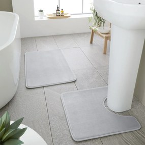 Svetlosivé WC kúpeľňové predložky z pamäťovej peny v súprave 2 ks 50x80 cm Anti-Bacterial – Catherine Lansfield