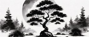 Obraz – Čiernobiela bonsai (120x50 cm)