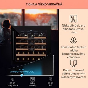 Klarstein Vinsider 36 Built-In Uno, vstavaná vinotéka, 92 l, 36 fliaš, nehrdzavejúca oceľ