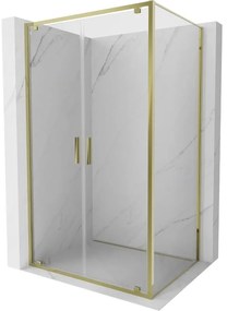 Mexen Exo, výklopný sprchový kút 90 x 80 cm, číre sklo, zlatá, 8182-090-080-50-00