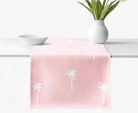 Goldea behúň na stôl 100% bavlnené plátno - palmy na pastelovo ružovej 35x140 cm
