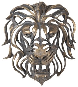 Zlatá nástenná dekoratívne hlava leva s patinou - 42 * 23 * 46 cm