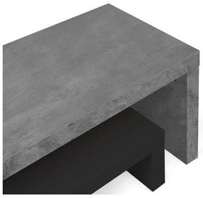 Dvojitý televízny stolík čierny s betónovým dekorom TemaHome Cliff, 125 × 40 cm