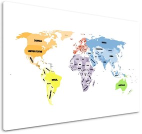 Obraz mapa sveta s pútavými nápismi
