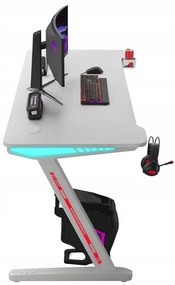 Gamingový stôl s RGB LED podsvietením biely Šírka: 60 cm | Dĺžka: 120 cm