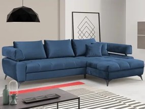Rohová sedacia súprava Paris, modrá látka, pravý roh%
