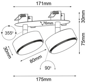 Brosline 3261 - Podhľadové bodové svietidlo DROP 2xGX53/9W/230V čierna