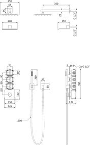 Mexen Boka, sprchová súprava pod omietku, čierna matná, 7603-03-70