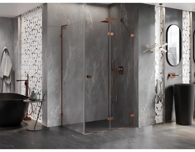 Mexen Lunar-F L, 1-krídlový sprchový kút so skladacími dverami, pravý, 80 x 70 cm, 8mm číre sklo, ružové zlato profil, 836L-080-070-60-00-P