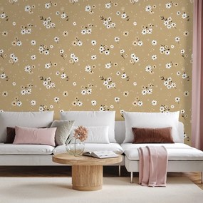 Samolepiaca tapeta kvetinové pole na béžovom pozadí