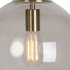 Moderné závesné svietidlo mosadz s dymovým sklom 30 cm - Ball