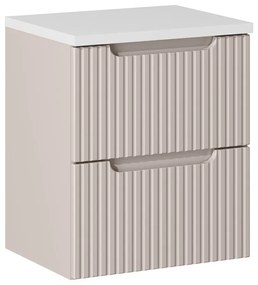 Závěsná skříňka pod umyvadlo Nova Cashmere II s deskou 50 cm kašmírová/bílá