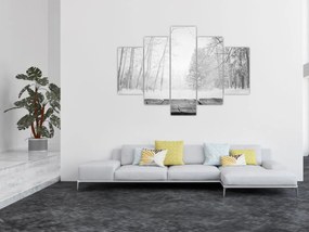 Obraz - Drevené mólo v zime (150x105 cm)