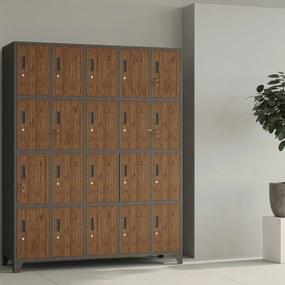 Skriňa s priehradkami s 20 priehradkami ROBERT, 1360 x 1720 x 450 mm, Eco Design: antracit/ orech
