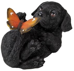 Dekoratívne soška čierneho psíka s motýlikom - 14 * 9 * 10 cm