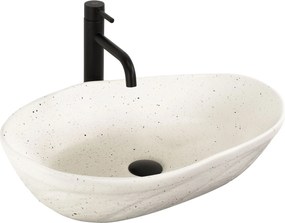 Rea Emilia Grid, umývadlo na dosku 560×380×135 mm, ecru matná – imitácia kameňa, REA-U3509