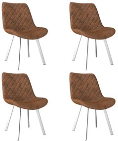 Jedálenské stoličky 4 ks, hnedé, umelý semiš
