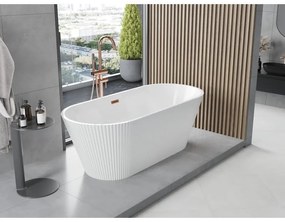 Mexen Yara, voľne stojaca ryhovaná vaňa 170 x 75 cm, biela lesklá, medený matný prepad, 52861707500-65