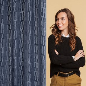ZÁVES NA KRÚŽKOCH PIERRE CARDIN INGA 140X250 CM TMAVOMODRÁ