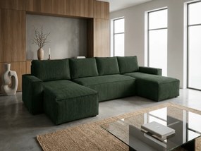 AKCIA Tmavozelená sedacia súprava do U SMART COSARO 295x140 cm II. akosť