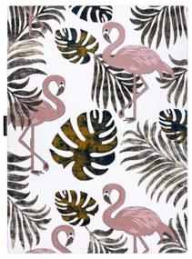 Koberec ZAHRADA,  PLAMENIAKY , LISTY MONSTERY,  krémový