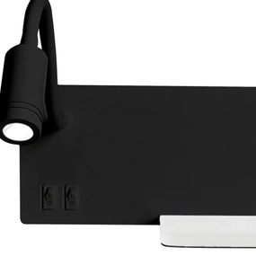 LED Nástenné svietidlo SHELF 1xLED/4W+1xLED/5W+1xLED/2W/230V čierna