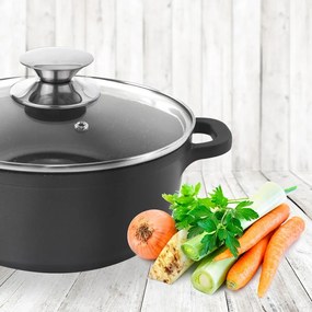 Hrniec s nepriľnavým povrchom Pfluon Granit so sklenenou pokrievkou Orion Grande, ⌀ 24 cm