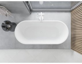 Mexen Yara, voľne stojaca ryhovaná vaňa 170 x 75 cm, biela lesklá, biely prepad, 52861707500-20