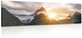 Obraz fascinujúci východ slnka na horách - 120x40