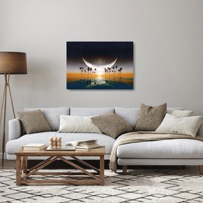 Sklenený obraz - Mesiac nad palmami (70x50 cm)