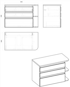 Kúpeľňová závesná skrinka pod umývadlo na dosku SWIFT 94 cm