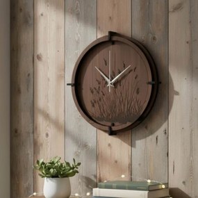 Drevené nástenné hodiny – motív lesa | SENTOP HDF0587-ORECH-WENGE